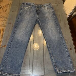 Levi's 505 Regular Fit Straight Leg Stretch 40x30 Medium Wash Denim Blue Jeans